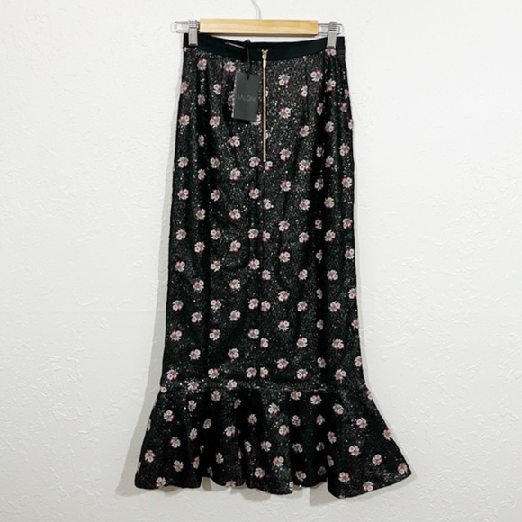 NWT Saloni Aidan sequined chiffon and embroidered point d'esprit flare s… - Picture 4 of 13